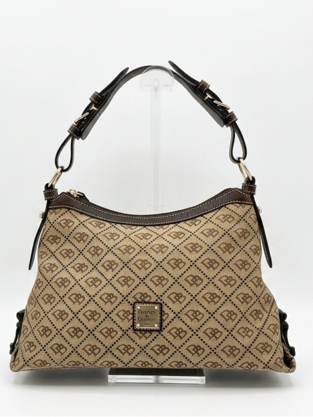 Dooney & Bourke Vintage Y2K Tan & Brown Signature Monogram Shoulder Bag K8617271